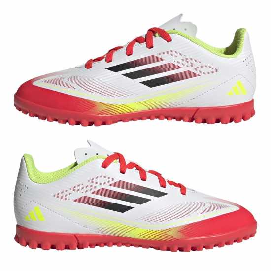 Adidas F50 Club Junior Astro Turf Football Boots Бяло/Червено 