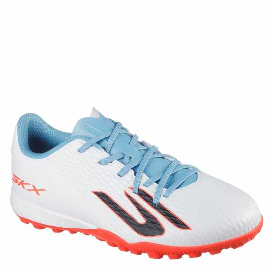 Детски футболни бутонки Skechers Skx.1 Juniors Astro Turf Football Boots White/Blue Skechers Skx.1 Juniors Astro Turf Football Boots White/Blue Детски футболни бутонки