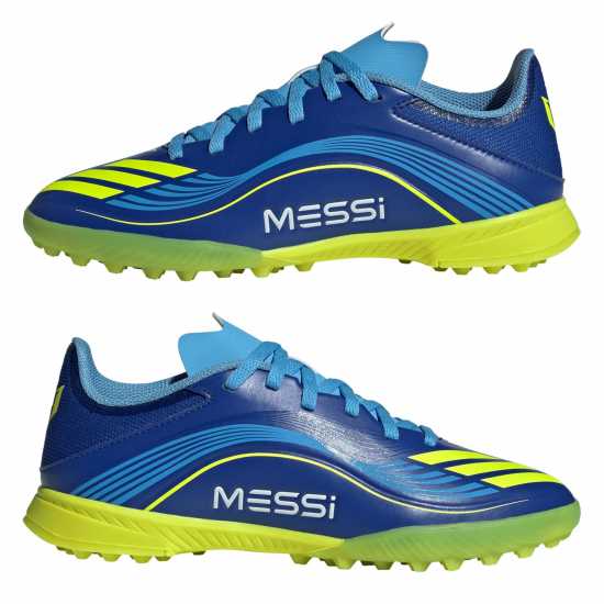Adidas F50 League Juniors Astro Turf Football Boots Blue/Yellow 