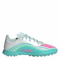 Adidas F50 League Juniors Astro Turf Football Boots Wht/Pink/Blue 