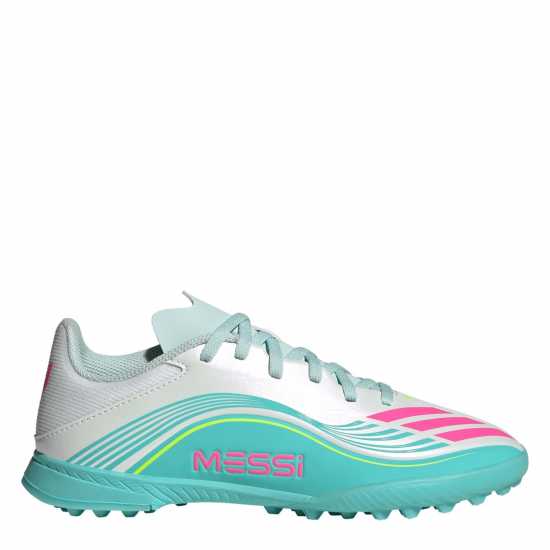 Adidas F50 League Juniors Astro Turf Football Boots Wht/Pink/Blue 