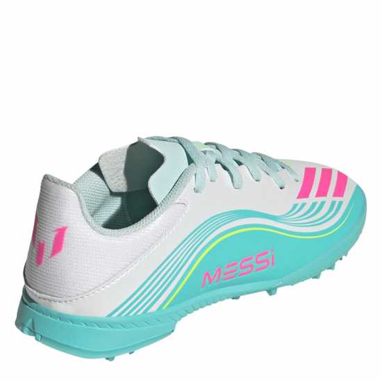 Adidas F50 League Juniors Astro Turf Football Boots Wht/Pink/Blue 