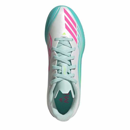 Adidas F50 League Juniors Astro Turf Football Boots Wht/Pink/Blue 