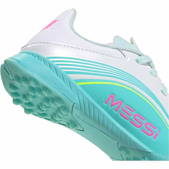 Adidas F50 League Juniors Astro Turf Football Boots Wht/Pink/Blue 