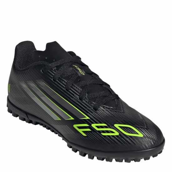 Adidas F50 Club Juniors Astro Turf Football Boots Black/Lemon Детски футболни бутонки