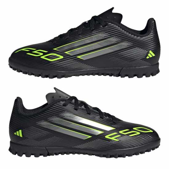 Adidas F50 Club Juniors Astro Turf Football Boots Black/Lemon Детски футболни бутонки