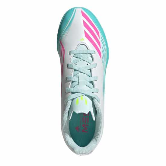 Adidas F50 Club Juniors Astro Turf Football Boots Wht/Pink/Blue 