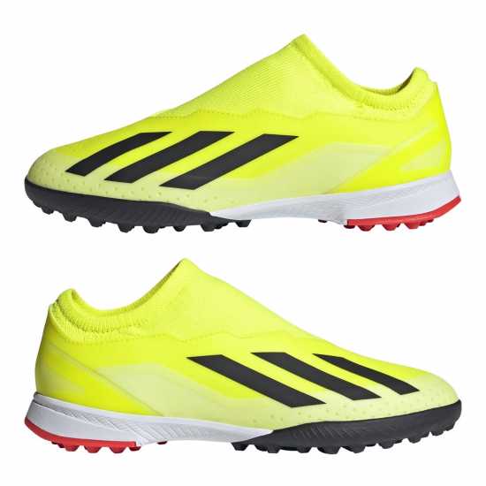 Adidas Детски Маратонки Изкуствен Терен X .3 Laceless Junior Astro Turf Trainers Yellow/Blk/Wht Футболни стоножки
