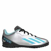 Adidas Детски Маратонки Изкуствен Терен X .4 Junior Astro Turf Trainers Silver/Blue/Blk Футболни стоножки