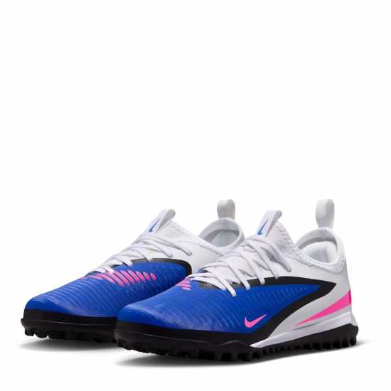 Nike Phantom 6 Low Academy Juniors Astro Turf Football Boots Blue/Wht/Pink 