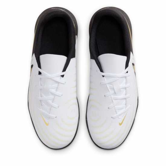 Nike Детски Футболни Бутонки Phantom Gx Ii Club Turf Football Boots Juniors White/Blk/Gold Футболни стоножки