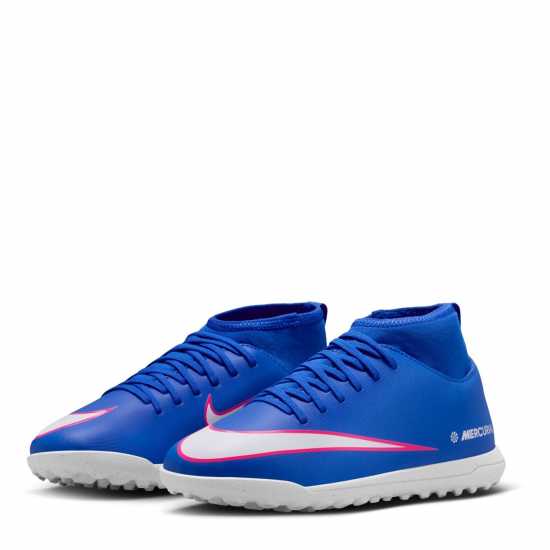 Nike Mercurial Superfly 10 Club Juniors Astro Turf Football Boots Blue/Wht/Pink 