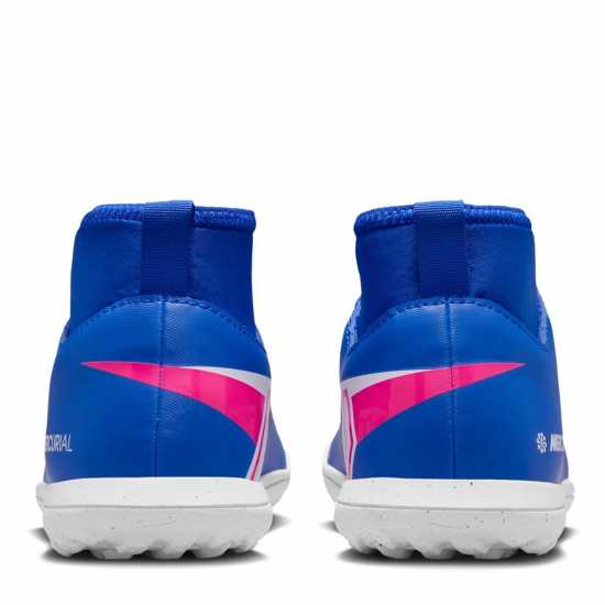 Nike Mercurial Superfly 10 Club Juniors Astro Turf Football Boots Blue/Wht/Pink 
