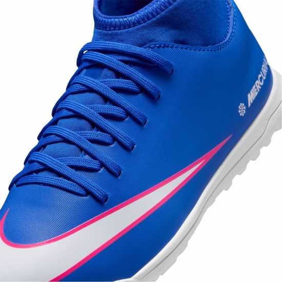 Nike Mercurial Superfly 10 Club Juniors Astro Turf Football Boots Blue/Wht/Pink 