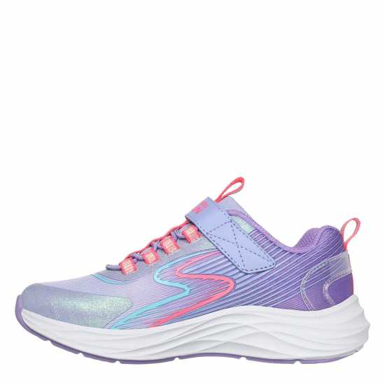 Skechers Bungee And Strap Glitter Mesh Sneak Slip On Runners Unisex Kids Lavender/Multi 