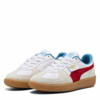 Puma Palermo Leather Jr Low-Top Trainers Boys Бяло/Червено 
