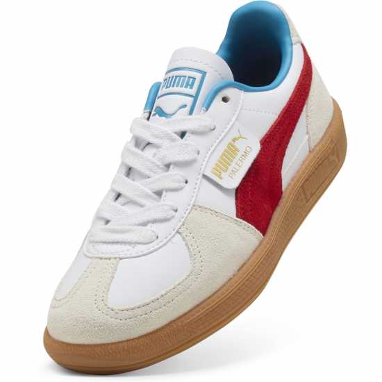 Puma Palermo Leather Jr Low-Top Trainers Boys Бяло/Червено 