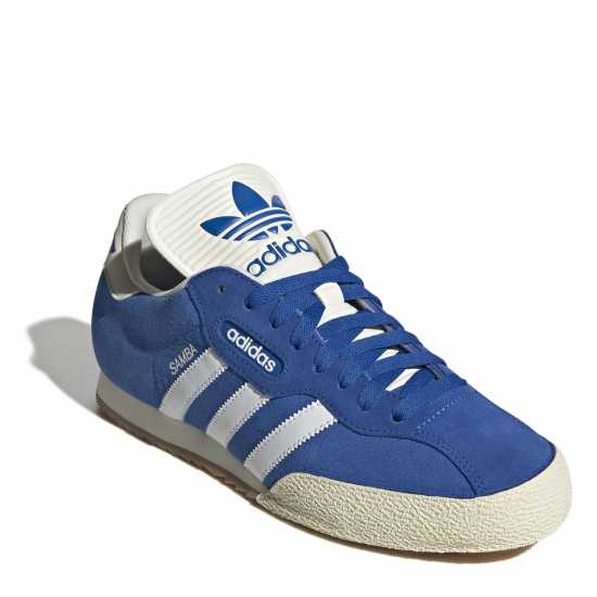 Adidas Samba Super Suede Trainers Junior Boys Blue/White 