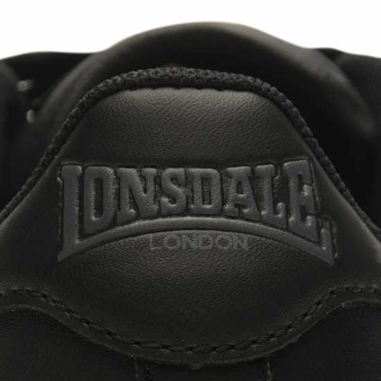 Lonsdale Кожени Маратонки Leyton Leather Trainers Juniors Черно/Черно Детски маратонки
