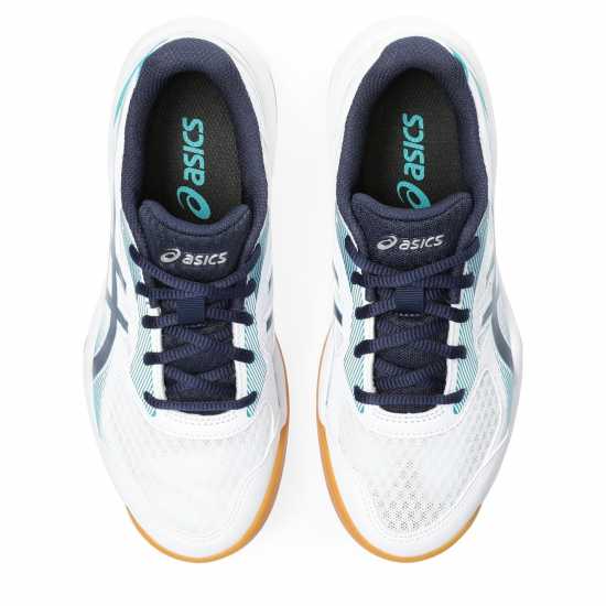 Asics Upcourt 5 Junior Indoor Court Shoes White/Blue - Детски маратонки