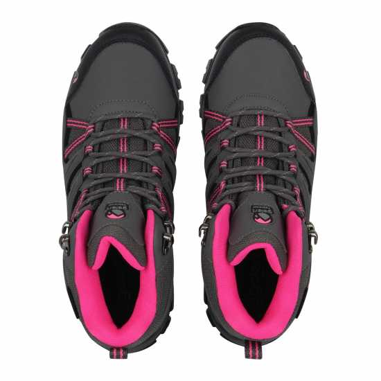 Gelert Туристически Обувки Horizon Mid Waterproof Juniors Walking Boots Charcoal/Pink Детски туристически обувки
