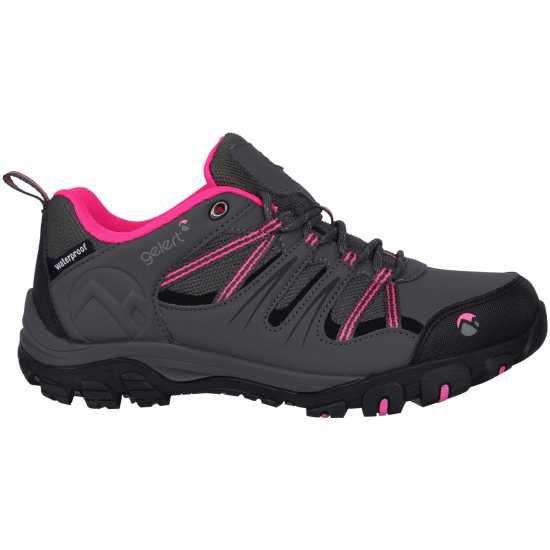 Gelert Horizon Low Wp Juniors Walking Shoes Charcoal/Pink - Детски апрески