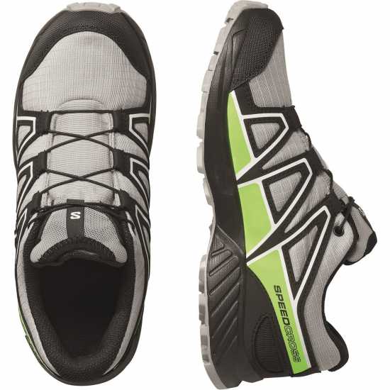 Salomon Маратонки За Бягане По Пътеки Speedcross Waterproof Trail Running Shoes Junior Сплав/Зелен 