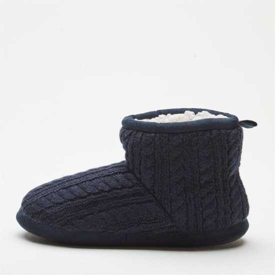 Knit Navy Slipper Boots  Чехли