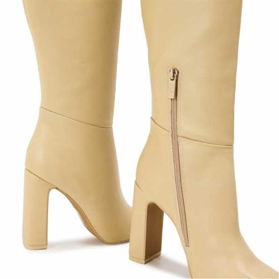 Steve Madden Women's Ally Knee High Heeled Boot Slippers Coconut Milk 