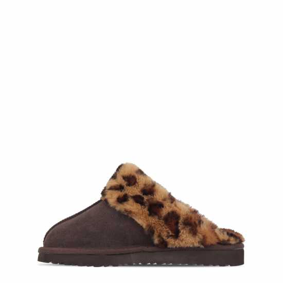 Jack Wills Mule Slippers Ladies Леопардова козина Jack Wills Mule Slippers Ladies Леопардова козина