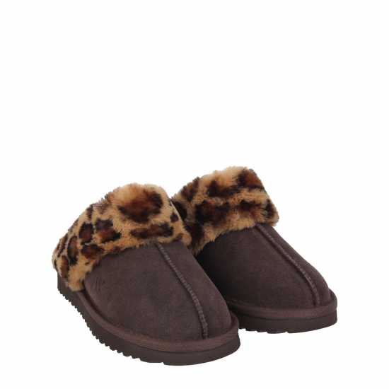 Jack Wills Mule Slippers Ladies Леопардова козина Jack Wills Mule Slippers Ladies Леопардова козина