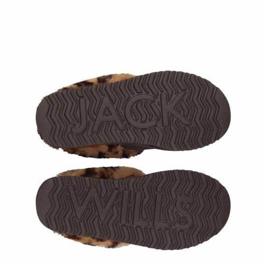 Jack Wills Mule Slippers Ladies Леопардова козина Jack Wills Mule Slippers Ladies Леопардова козина