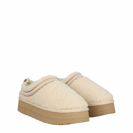 Jack Wills Platform Slip-On Snug Womens Крем Борг Чехли