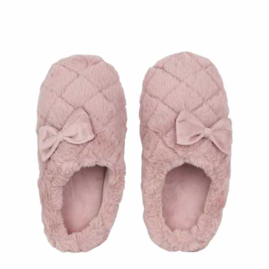 Faux Fur Bow Slipper  