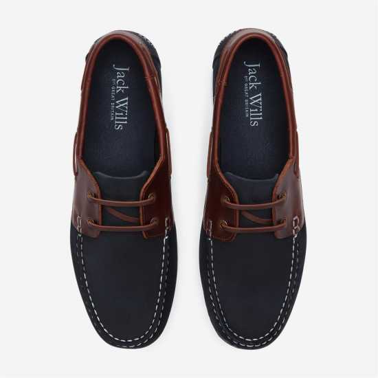 Jack Wills Leather Boat Shoes Navy Мъжки обувки