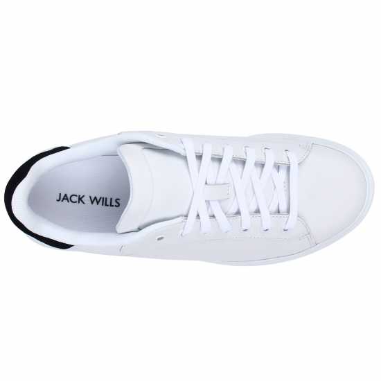 Jack Wills Platform Leather Trainer White/Black Дамски маратонки