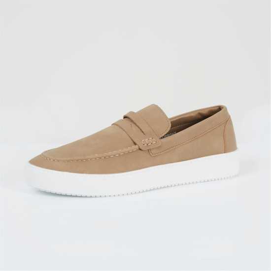 Brave Soul Mens Faux Suede Loafer In Taupe  