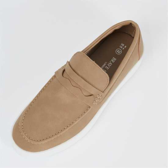 Brave Soul Mens Faux Suede Loafer In Taupe  