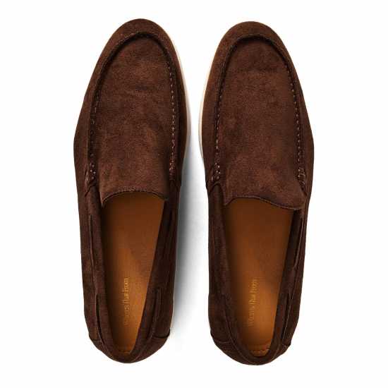 Wheres That From Mens Suede Slip On Easy Loafer Brown Suede 