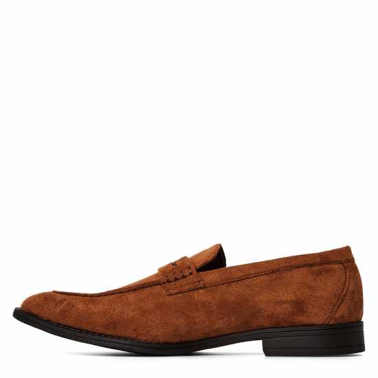 Wheres That From Mens Suede Slip On Penny Loafers Lt Brown Suede 