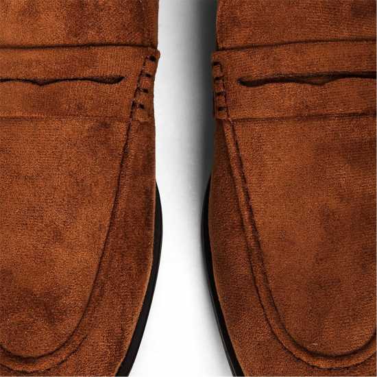 Wheres That From Mens Suede Slip On Penny Loafers Lt Brown Suede 