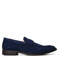 Wheres That From Mens Suede Slip On Penny Loafers Navy Suede 