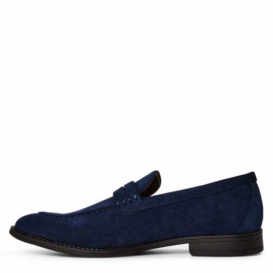 Wheres That From Mens Suede Slip On Penny Loafers Navy Suede 