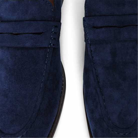 Wheres That From Mens Suede Slip On Penny Loafers Navy Suede 