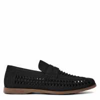 Wheres That From Mens Weave Slip On Loafers Black Grain PU Мъжки обувки