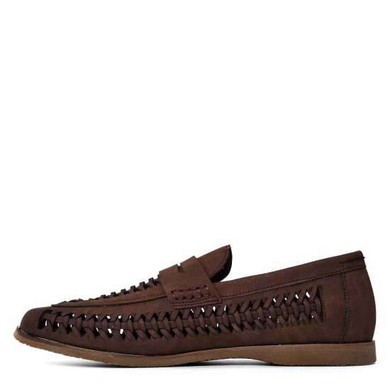 Wheres That From Mens Weave Slip On Loafers Brown Grain PU Мъжки обувки