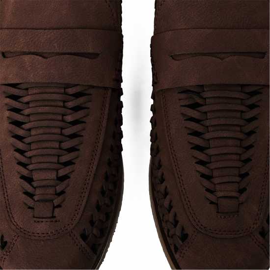 Wheres That From Mens Weave Slip On Loafers Brown Grain PU Мъжки обувки