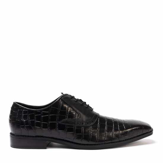 Giorgio Leather Croc Men Oxford Dress Brogue Shoes Черно Мъжки обувки