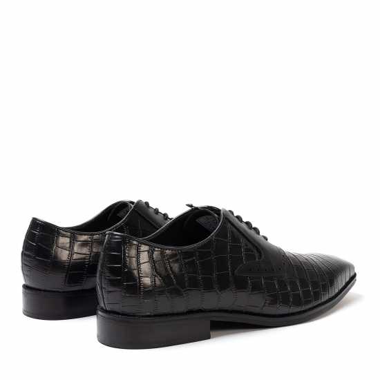 Giorgio Leather Croc Men Oxford Dress Brogue Shoes Черно Мъжки обувки