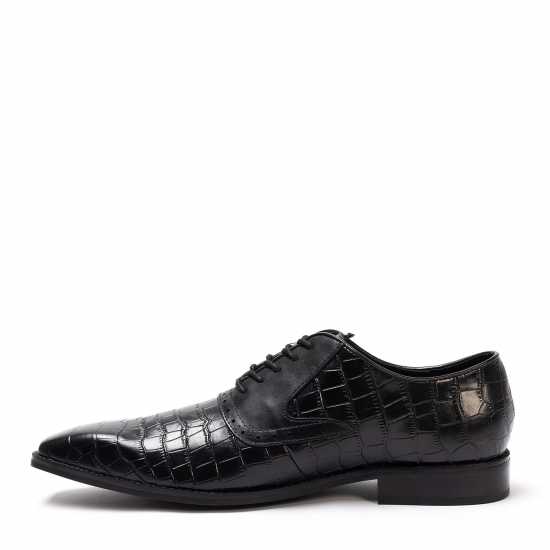 Giorgio Leather Croc Men Oxford Dress Brogue Shoes Черно Мъжки обувки
